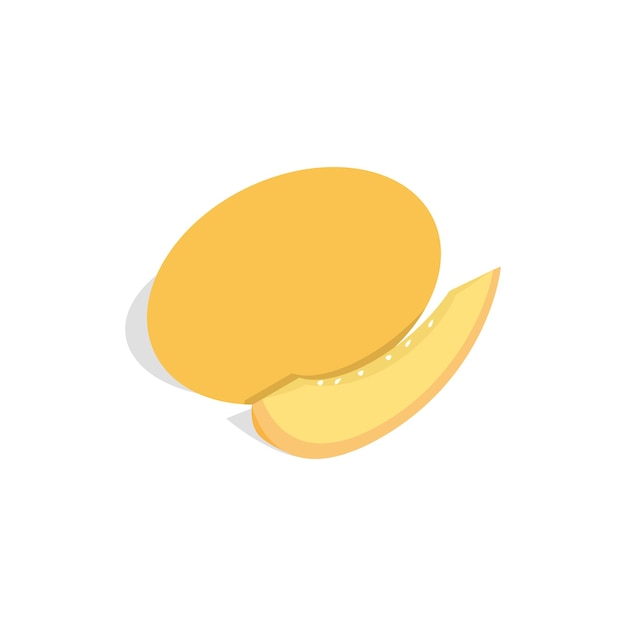 Plik wektorowy ikona plasterka melona i melona w izometrycznym stylu 3d na białym tle