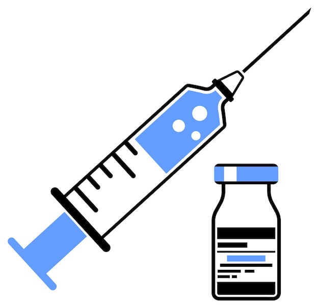 Plik wektorowy ikona plastikowej strzykawki lekarskiej i fiolki