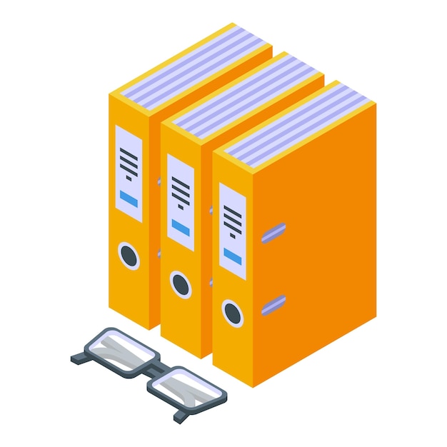 Plik wektorowy ikona plików folderów wektor izometryczny papier do dokumentów biurowych archiwum stosów folderów