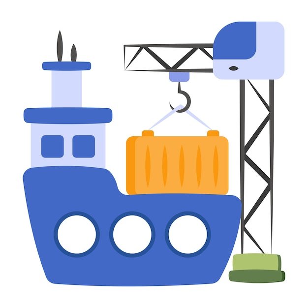 Plik wektorowy ikona pobierania premium przedstawiająca ładowanie łodzi towarowej