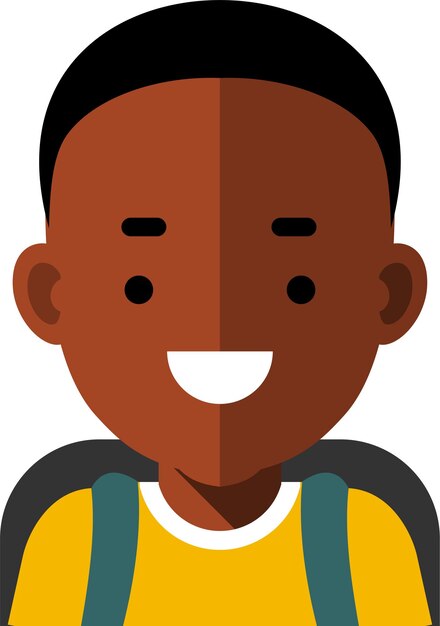 Ikona Portretu Awatara Ucznia Szkoły Podstawowej Afroamerykanin Czarny Chłopiec Z Plecakiem W Stylu Płaski
