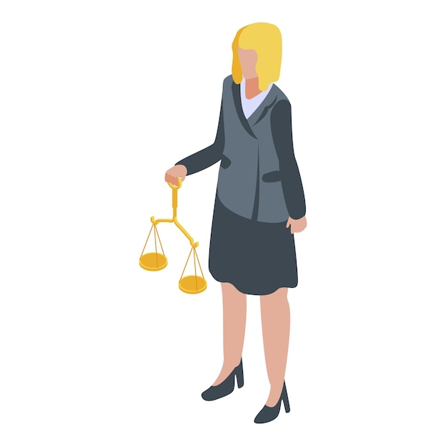 Plik wektorowy ikona prawnika kobieta izometryczny ikona wektora prawnika kobieta do projektowania stron internetowych izolowana na białym tle
