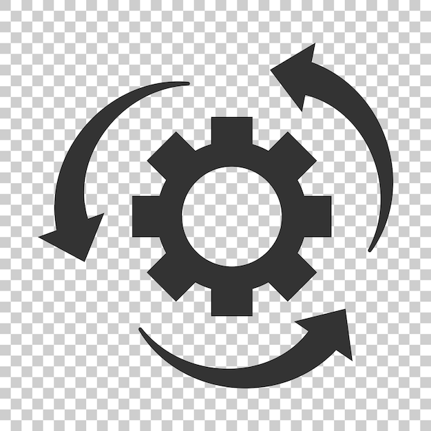 Plik wektorowy ikona procesu przepływu pracy w stylu płaskim koło zębowe z ilustracją wektorową strzałek na izolowanym tle koncepcja biznesowa przepływu pracy