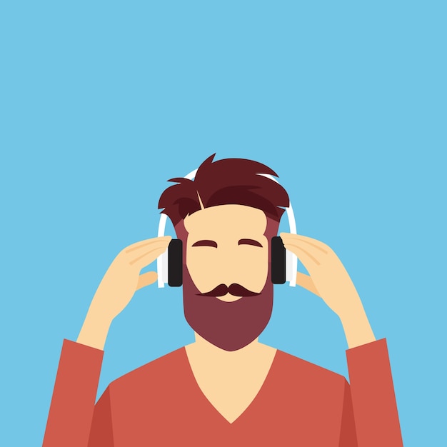 Ikona profilu Mężczyzna Avatar Hipster Mężczyzna nosić słuchawki