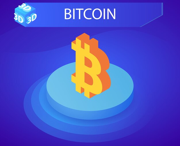 Ikona Projektu Izometrycznego Bitcoin Wektor Ilustracja Sieci Web 3d Kolorowa Koncepcja