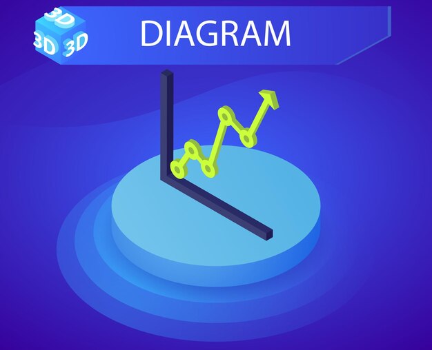 Ikona projektu izometrycznego diagramu Wektor ilustracja sieci web 3d kolorowa koncepcja