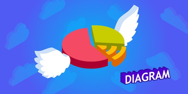 Ikona projektu izometrycznego diagramu Wektor ilustracja sieci web 3d kolorowa koncepcja