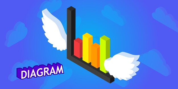 Ikona projektu izometrycznego diagramu Wektor ilustracja sieci web 3d kolorowa koncepcja