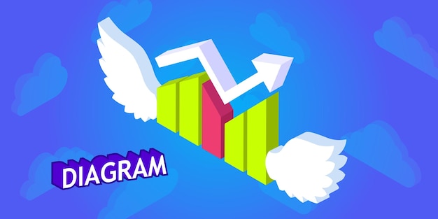 Ikona projektu izometrycznego diagramu Wektor ilustracja sieci web 3d kolorowa koncepcja
