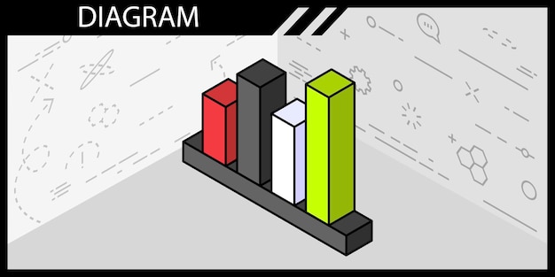 Plik wektorowy ikona projektu izometrycznego diagramu wektor ilustracja sieci web 3d kolorowa koncepcja