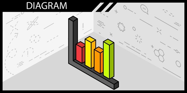 Ikona projektu izometrycznego diagramu Wektor ilustracja sieci web 3d kolorowa koncepcja