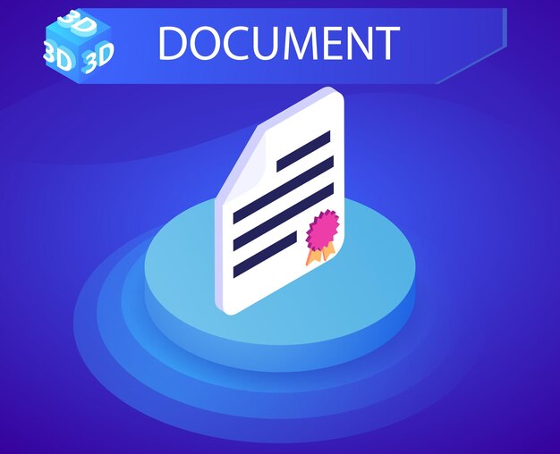 Ikona projektu izometrycznego dokumentu Wektorowa ilustracja internetowa 3d kolorowa koncepcja