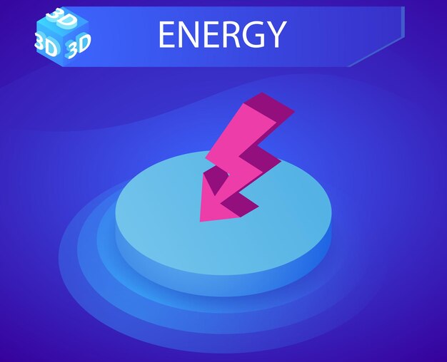 Ikona projektu izometrycznego energii Wektor ilustracja sieci web 3d kolorowa koncepcja