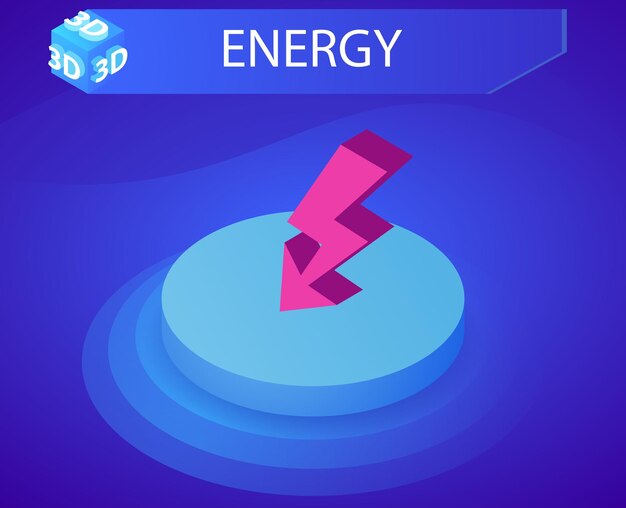 Ikona Projektu Izometrycznego Energii Wektor Ilustracja Sieci Web 3d Kolorowa Koncepcja