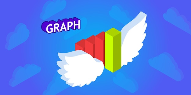 Ikona projektu izometrycznego wykresu Wektor ilustracja sieci web 3d kolorowy koncepcja