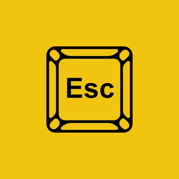 Ikona przycisku Esc czarna linia. Klawiatura ucieczki. Klucz komputerowy. Wyjdź z aplikacji. Koniec programu.