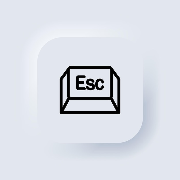 Ikona przycisku Esc. Ikona klawiatury. Przycisk sieciowy interfejsu użytkownika Neumorphic UI UX. Neumorfizm. Wektor.