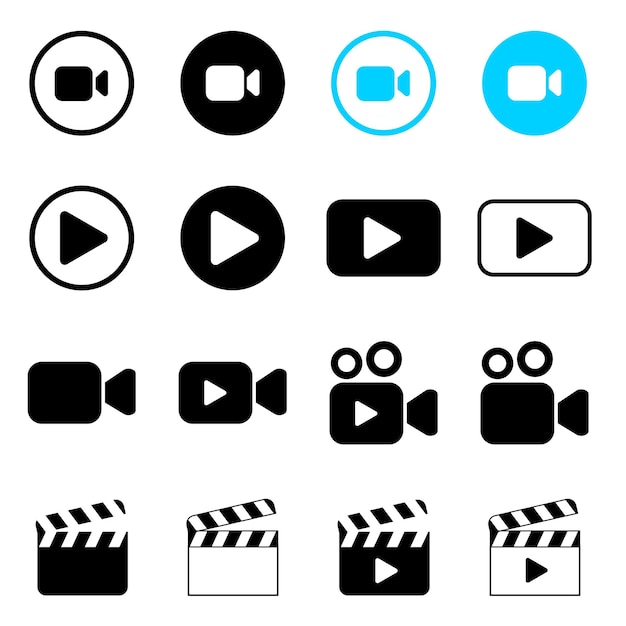 Ikona Przycisku Odtwarzania Ikona Wideo Kamera Wideo Symbol Znaku Filmu