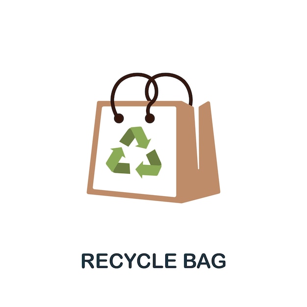 Ikona Recycle Bag Płaski Element Znaku Z Ekologicznej Kolekcji Produktów Ikona Creative Recycle Bag Dla Szablonów Projektów Internetowych, Infografiki I Nie Tylko