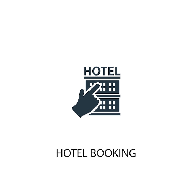 Wektor ikona rezerwacji hotelu. prosta ilustracja elementu. projekt symbolu koncepcji rezerwacji hotelu. może być używany w sieci i na urządzeniach mobilnych.