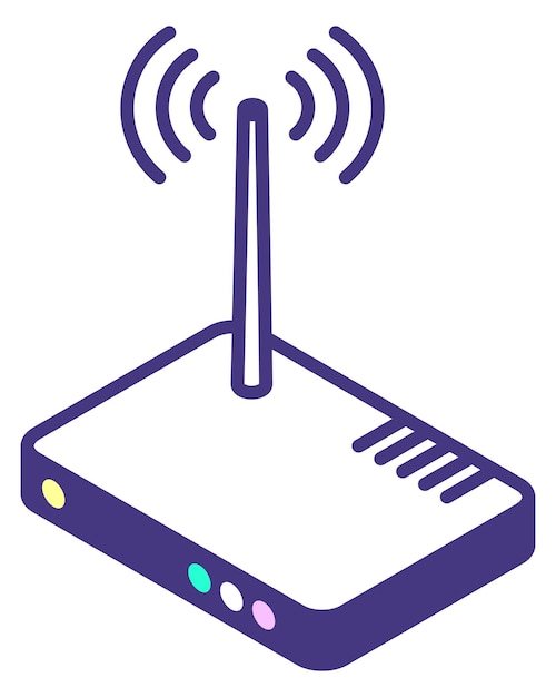 Ikona routera internetowego Symbol izometryczny modemu bezprzewodowego izolowany na białym tle