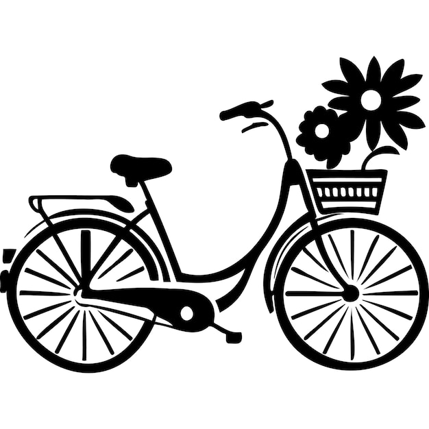 Plik wektorowy ikona roweru z kwiatami jedna z oznak wiosny