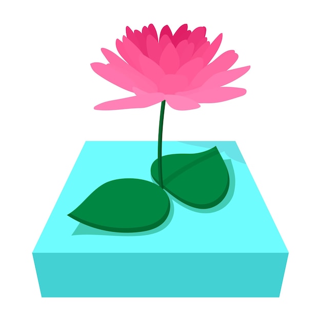 Plik wektorowy ikona różowego kwiatu lotosu w stylu kreskówki na białym tle
