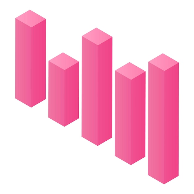 Plik wektorowy ikona różowych słupków wykresu izometryczny różowy wykres słupków ikona wektora do projektowania stron internetowych izolowana na białym tle
