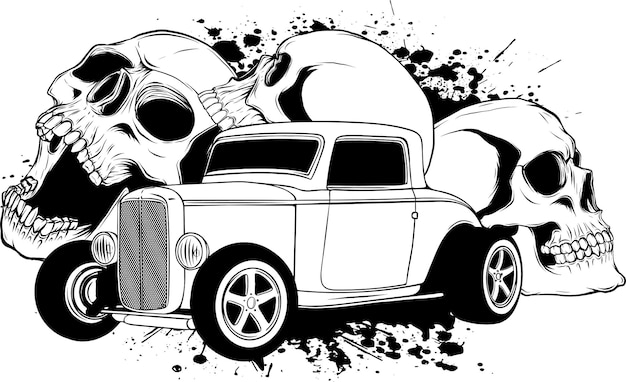 Plik wektorowy ikona samochodu hot rod ikona stylu linii ilustracji wektorowych pojazd ikona zapasów