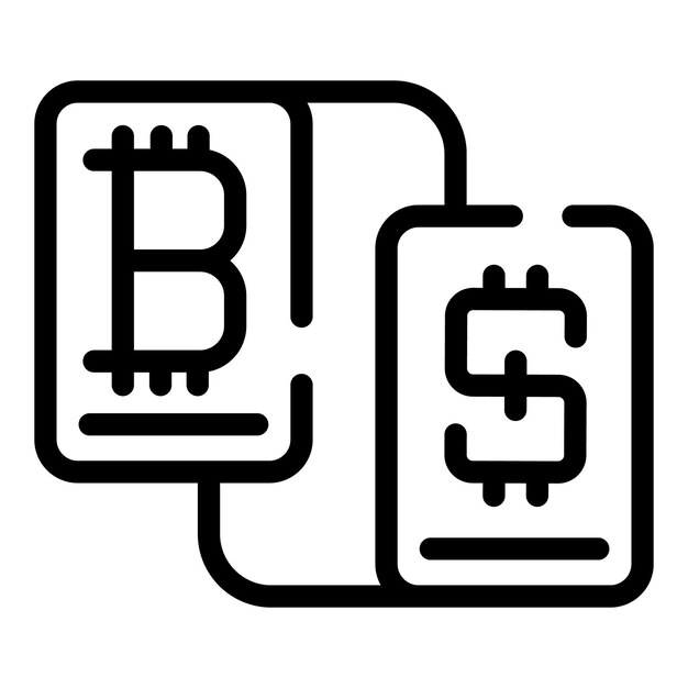 Ikona sieci Bitcoin Zarys ikony wektora sieci Bitcoin do projektowania stron internetowych izolowany na białym tle