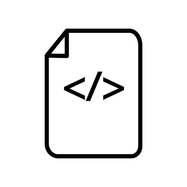 Ikona skryptu HTML Znak symbolu w stylu Outline