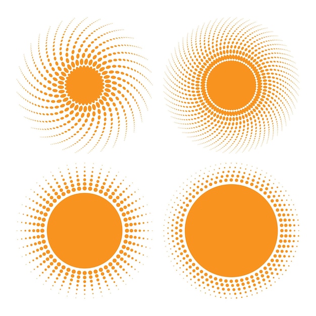 Ikona słońca Półtony pomarańczowy okrąg z gradientową teksturą okręgi logo element projektu Vector