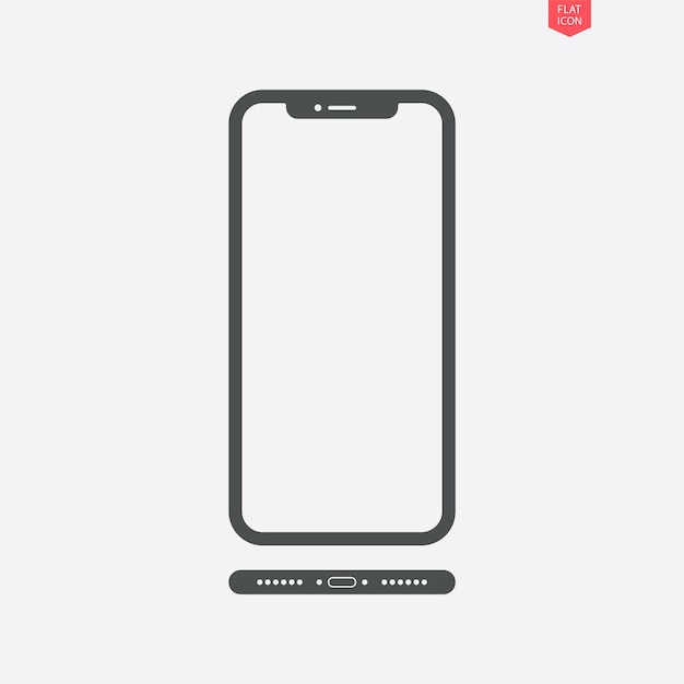 Plik wektorowy ikona smartfona w płaskim stylu z widokiem od dołu na szarym tle