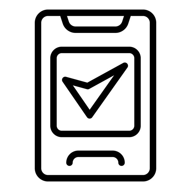 Ikona smartfonu pokazująca znak wyboru dla udanej operacji