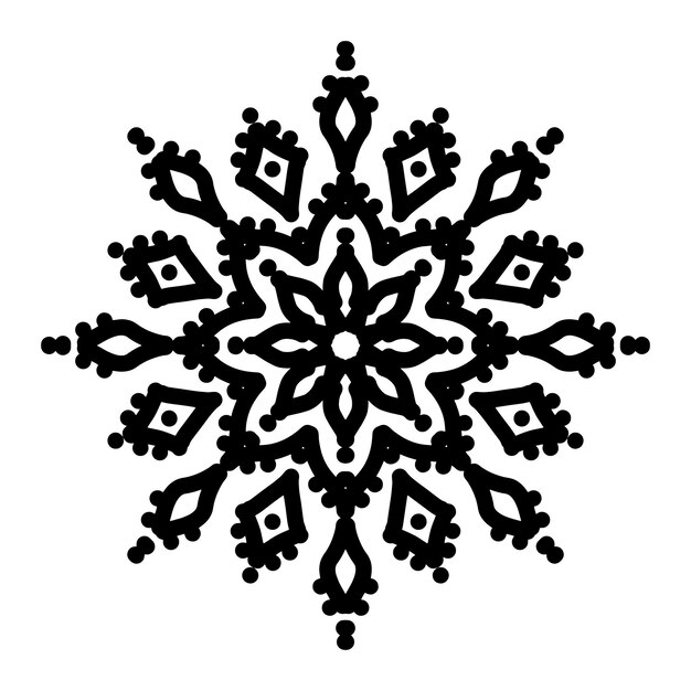 Ikona śnieżynki Motyw świąteczny i zimowy Prosta płaska czarna ilustracja na białym tle