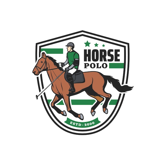 Ikona Sportowa Konia Polo Z Graczem Na Ogierze
