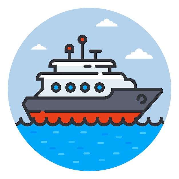 Ikona statku na falach prywatny jacht na morzu