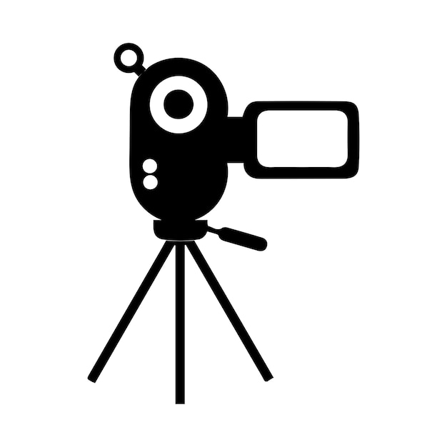 Ikona Statywu Kamery Stoi Na Specjalnym Widoku Przednim Stary I Nowy Czarno-biały Wektor Wideo Filmu