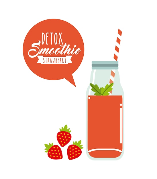 Ikona Strawberry Detox. Projekt Smoothie And Juice. Grafika Wektorowa