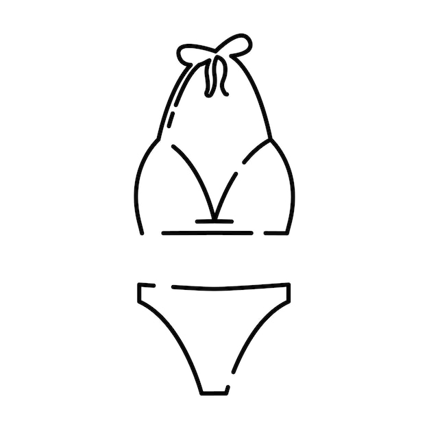 Ikona Stroju Kąpielowego Ikona Elementu Ubrania Dla Koncepcji Mobilnej I Aplikacji Internetowych Cienka Linia Ikona Stroju Kąpielowego Może Być Używana W Internecie I Na Urządzeniach Mobilnych Stroje Plażowe Bikini Latem