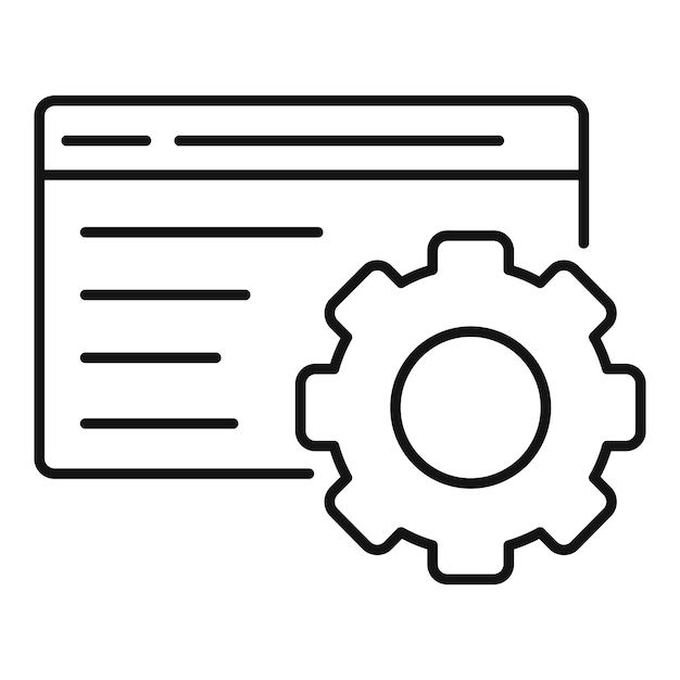 Ikona strony internetowej SEO Zarys ikony wektora strony SEO do projektowania stron internetowych izolowany na białym tle