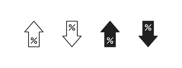 Ikona Strzałki Z Procentem W Górę I Procent W Dół. Znak Stopy Procentowej. Wektor Eps 10