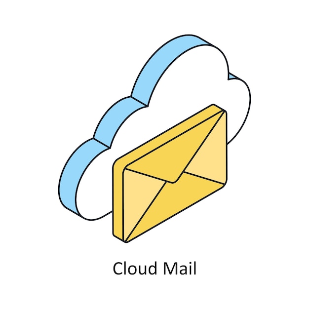 Ikona stylu izometrycznego Cloud Mail Symbol na białym tle EPS 10 Plik