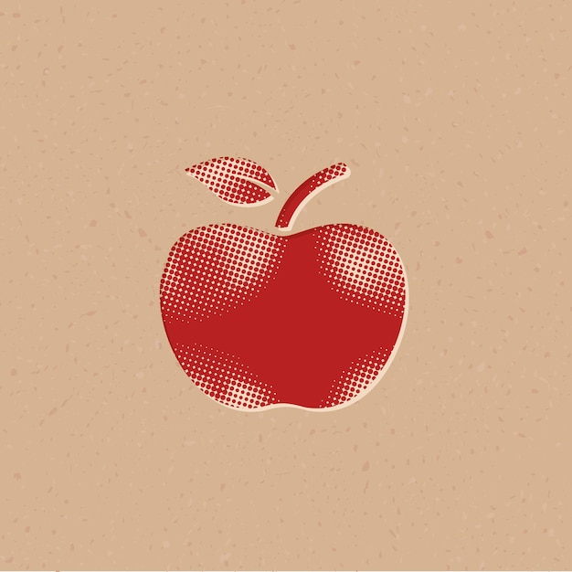 Ikona Stylu Półtonów Apple Z Ilustracji Wektorowych Tło Grunge