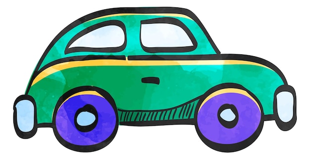 Ikona Stylu Przypominającego Akwarele Zielony Samochód