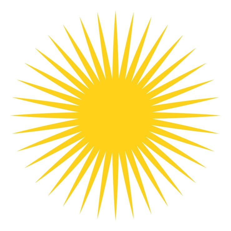 Wektor ikona sunburst żółte słońce z długimi, cienkimi promieniami