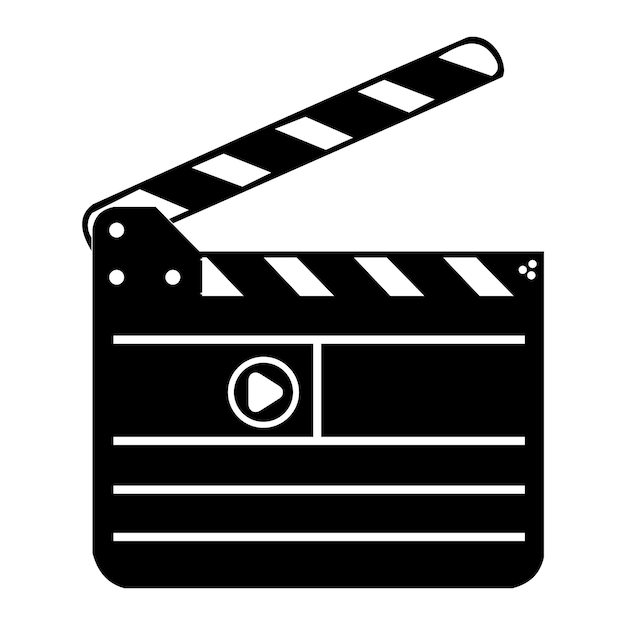 Ikona sylwetki klapki filmowej i ilustracja wektorowa