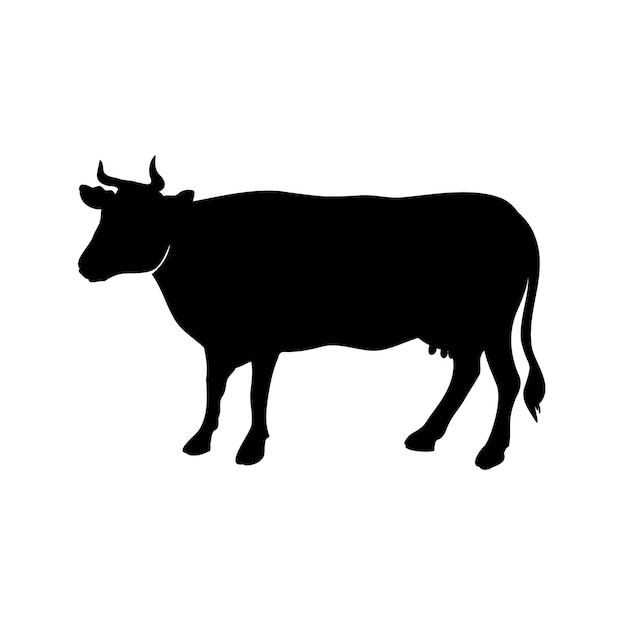 Ikona Sylwetki Krowy Krowa Z Rogami I Czarnym Wymionem Do Produktów Mlecznych Zawiera Mleko Lub Produkty Rolne