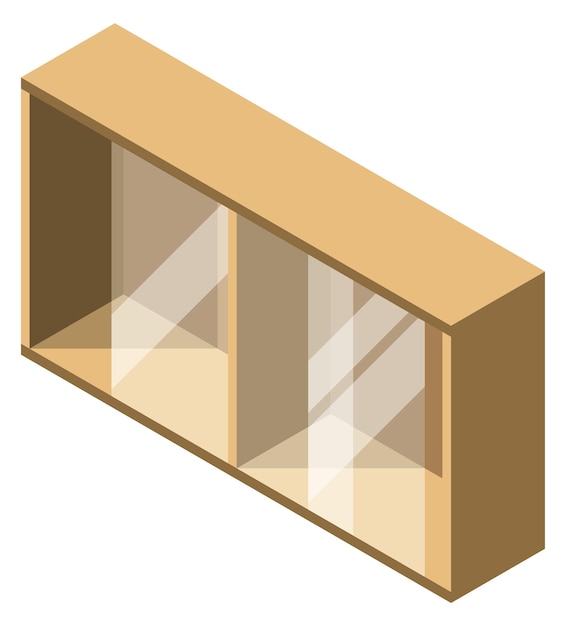 Plik wektorowy ikona szklanej szafki izometryczne drewniane przechowywanie w domu