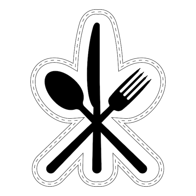 Plik wektorowy ikona sztućce restauracja catering wektor ikona skrzyżowane łyżka widelec nóż logo znak naklejki fast food nóż łyżka z skokiem